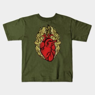 Heart anatomical heart burning heart t-shirt Kids T-Shirt